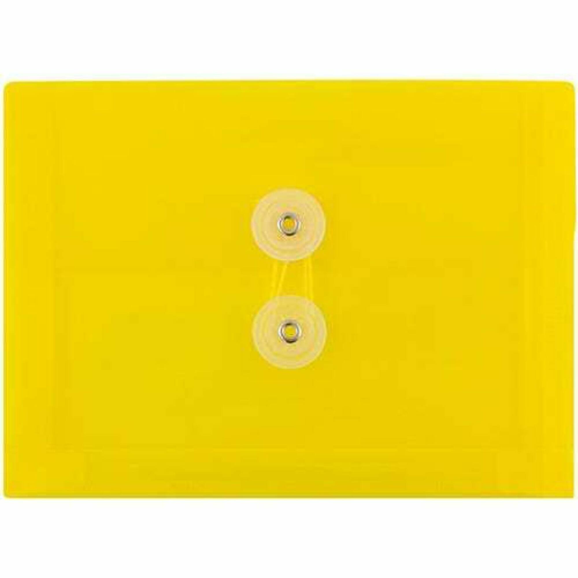 JAM Paper 5.25" x 7.5" Yellow Plastic Button String Booklet Envelopes, 24ct.